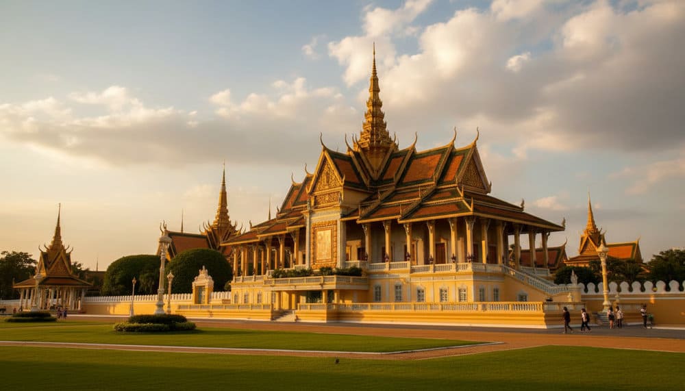 Cung điện ho&agrave;ng gia Campuchia l&agrave; địa điểm thu h&uacute;t đ&ocirc;ng đảo kh&aacute;ch du lịch gh&eacute; thăm tại Phn&ocirc;m P&ecirc;nh